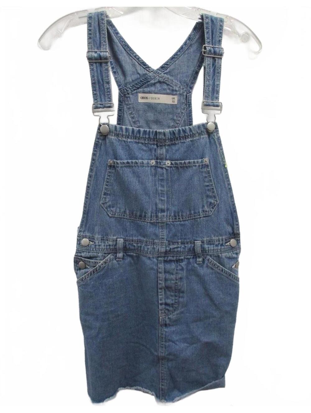 EUC ASOS DESIGN Denim Dungaree Skirt in Mid Blue size 6